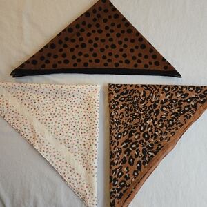 Madewell Square Cotton Bandana Trio: Leopard, White Multicolor, Brown Polka Dot